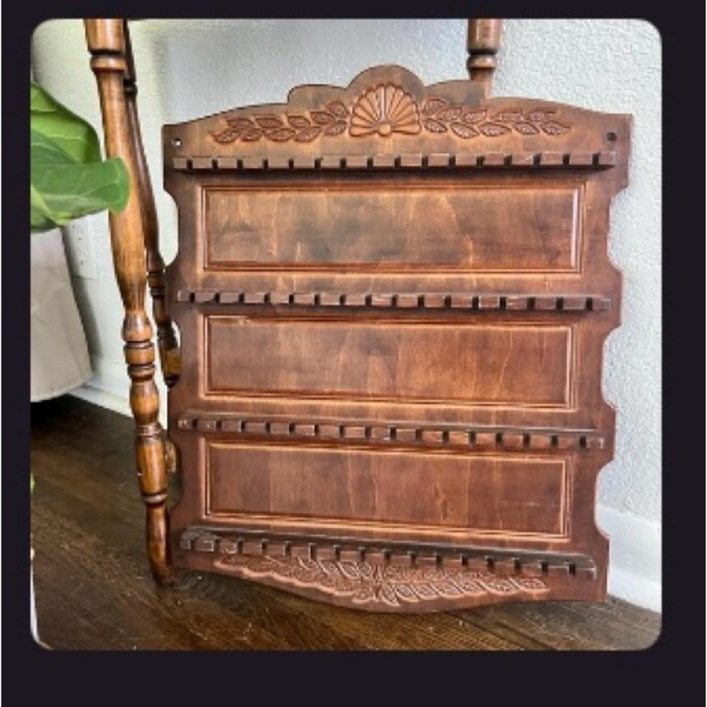 Vintage Wooden Wall-Mounted Spoon Rack